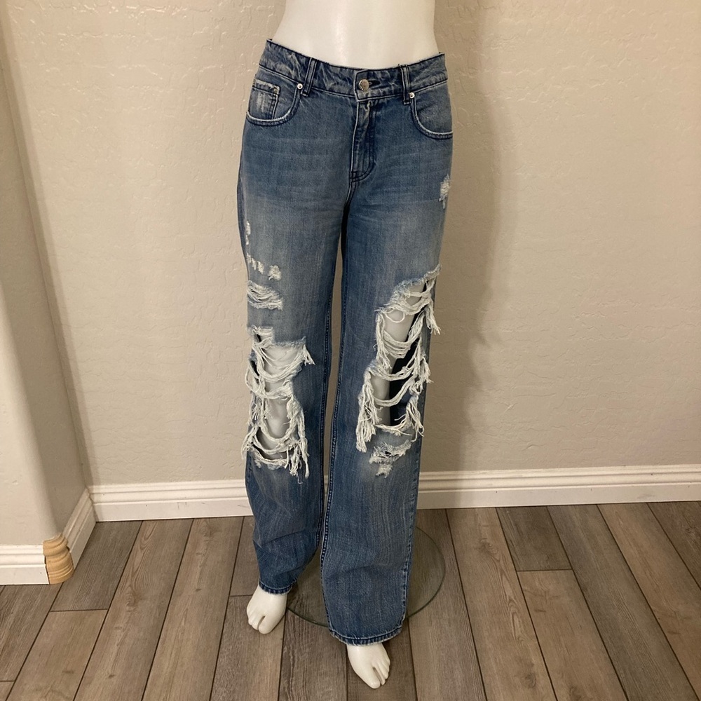 Retrofête Low Rise Chris Jean Distressed In Sea Size 28 - Picture 2 of 14